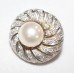 Pair of Round Cluster Head Pearl & Diamond 18ct White Gold Earrings