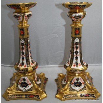 Royal Crown Derby Old Imari SGB Large Candlesticks