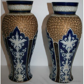Pair of Royal Doulton Stoneware Aesthetic Movement Vases
