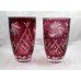 Pair of Ruby Overlay Crystal Cut Glass Vases