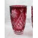 Pair of Ruby Overlay Crystal Cut Glass Vases