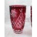 Pair of Ruby Overlay Crystal Cut Glass Vases