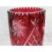 Pair of Ruby Overlay Crystal Cut Glass Vases