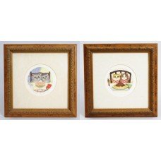 Pair of Small Linda Jane Smith Cat Limited Edition Framed Prints
