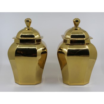Pair of Solid Brass Lidded Urns