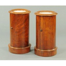 Pair of Victorian Mahogany Marble Topped Pot Cupboards