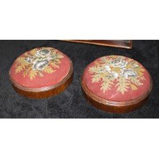 Pair of Victorian Petit Point Beaded Needlework Footstools