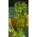 Pair of Decorative Vaseline Glass Vases