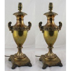 Pair of Vintage Brass Two Handled Table Lamps