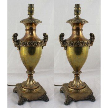 Pair of Vintage Brass Two Handled Table Lamps