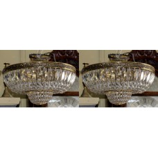 Pair of Vintage Crystal Gold Plated Chandeliers