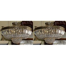 Pair of Vintage Crystal Gold Plated Chandeliers