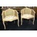 Pair of Washed Gilt French Style Carved Bergere Chairs