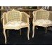Pair of Washed Gilt French Style Carved Bergere Chairs