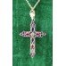 Peridot Ruby & Sapphire Gold Cross on Chain