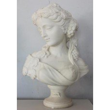 Period Style Carved White Marble Bust of Maiden