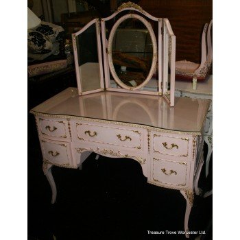 Louis XV Style Painted Pink Dressing Table