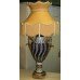 Superb Ornate Porcelain Table Lamp with Silk Shade