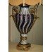 Superb Ornate Porcelain Table Lamp with Silk Shade