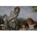 Pre-Raphaelite Style Genre Painting Set in Gilt Frame