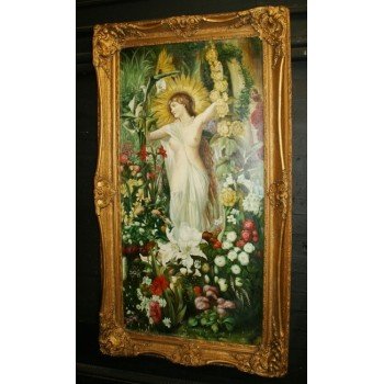 Pre Raphaelite Style Nude Painting Set in Gilt Frame