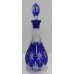 Quality Heavy Cut Glass Blue Overlay Crystal Decanter