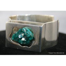 Heavy Sterling Silver Quartz Stone Bracelet