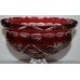 Ruby Cut Glass Overlay Crystal Jagged Topped Footed Bowl