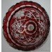Ruby Cut Glass Overlay Crystal Jagged Topped Footed Bowl