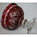 Ruby Cut Glass Overlay Crystal Jagged Topped Footed Bowl