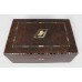 Regency Amboyna Silver Ebony & Abalone Inlaid Writing Box