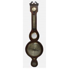 Regency English Brass Inlaid Aneroid Barometer