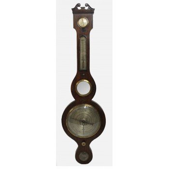 Regency English Brass Inlaid Aneroid Barometer