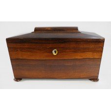 Regency Rosewood Sarcophagus Shaped Tea Caddy Box