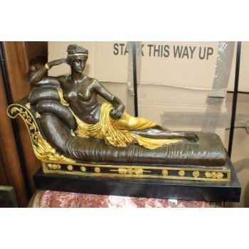 Classical Style Reclining Bronze Figure on Marble Base