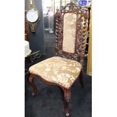 Fine 19th c. Carved Rosewood Upholstered Occasional Chair
