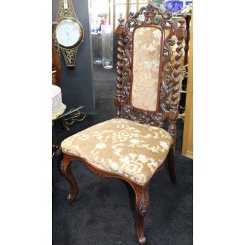 Fine 19th c. Carved Rosewood Upholstered Occasional Chair