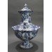 Late 19th c. Royal Bonn Tokio Blue & White Lidded Vase