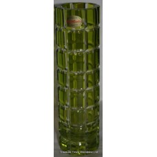 Royal Brierley Uranium Green Overlay Crystal Cylinder Vase