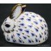 Royal Crown Derby Blue & Gold Rabbit Paperweight