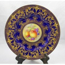 Royal Worcester Cobalt Fruit Apples & Berries Plate by Leaman