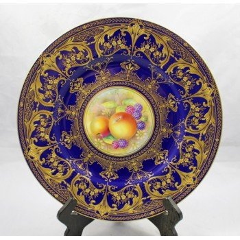 Royal Worcester Cobalt Fruit Apples & Berries Plate by Leaman