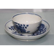 Royal Worcester Dr Wall First Period Blue & White Fence Pattern Cup & Saucer