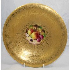 Royal Worcester Heavily Gilded Painted Fruit Comport by Nutt