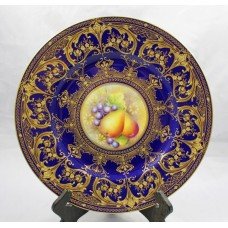 Royal Worcester Cobalt Fruit Pears & Blackcurrants Plate by Leaman