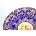 Royal Worcester Painted Fruit Plate by Hughes Heavily Gilded Cobalt Surround
