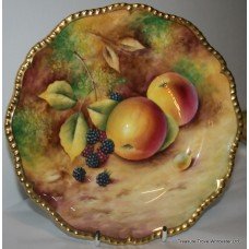 Royal Worcester Hand Painted Fruit 8" Plate by T.Nutt Apples, Damsons & Cherries II​