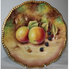 Royal Worcester Hand Painted Fruit 8" Plate by Nutt Apples, Blackberries & Gooseberry