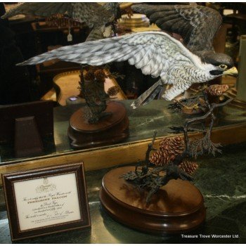 Royal Worcester Ornamental Studio Porcelaian & Bronze Peregrine Falcon