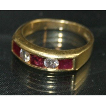 Ruby & Diamond Five Stone 18ct Gold Ring